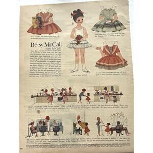 Vtg 1961 Betsy McCall Magazine Print Ad Paper Doll Brunette Retro Beauty Clinic